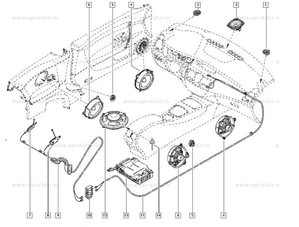 Renault laguna 2 расположение динамиков