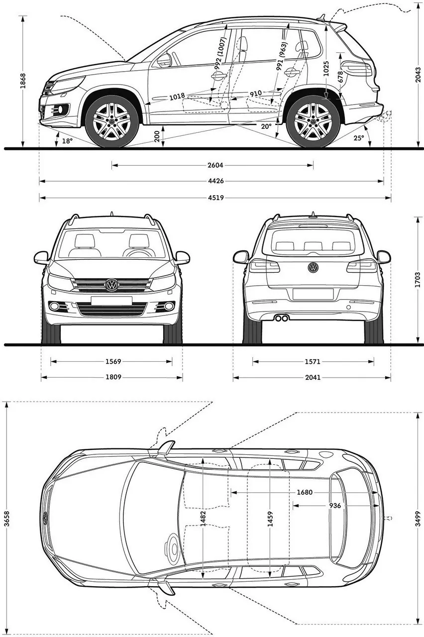 Размеры тигуан 2010