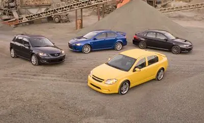 Обзор класса спорт-компакт: Mitsubishi Lancer Ralliart, Mazdaspeed3, Subaru Impreza WRX и Chevrolet Cobalt SS.